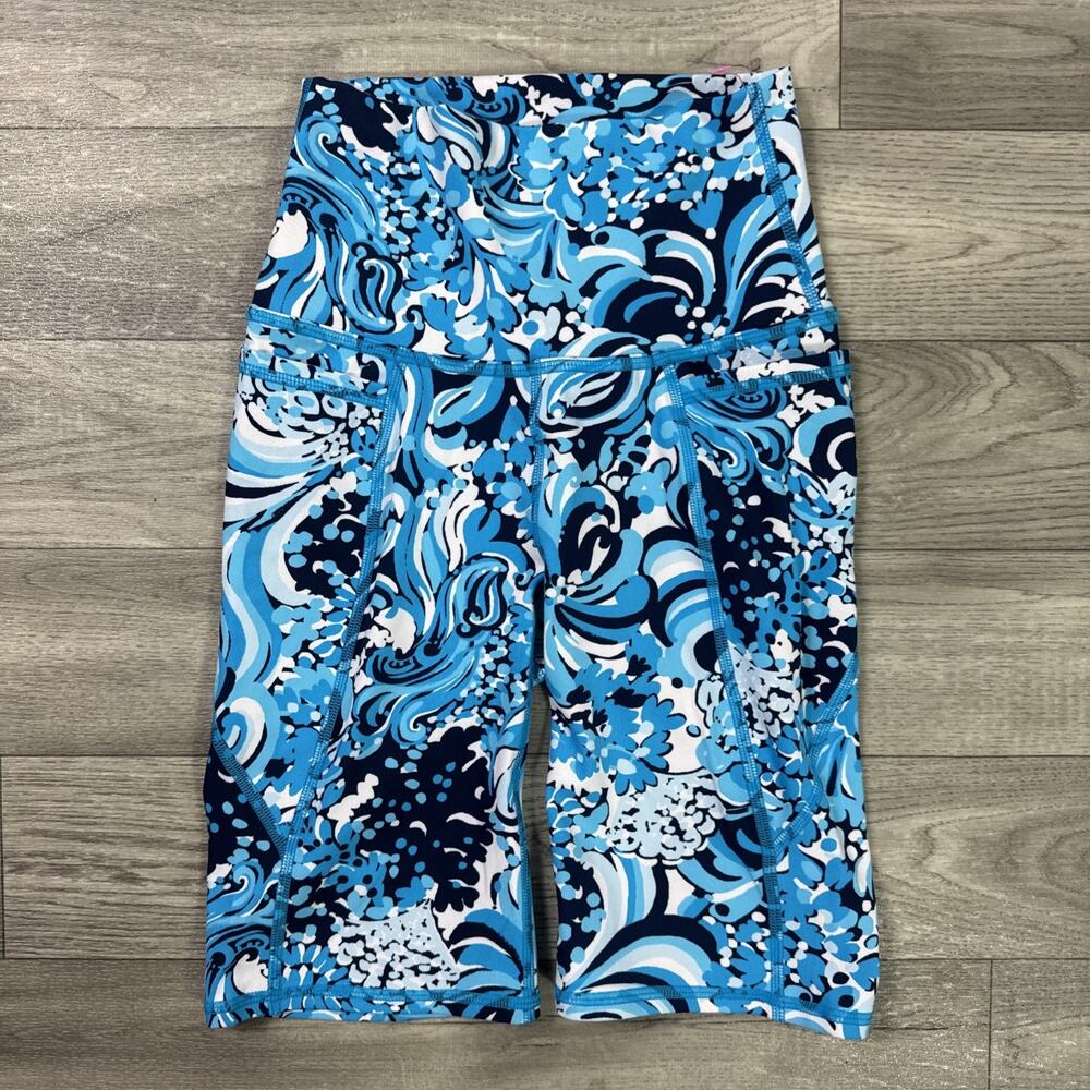 Lilly Pulitzer Luxletic South Beach High Rise Biker Shorts Mermazing sz XXS